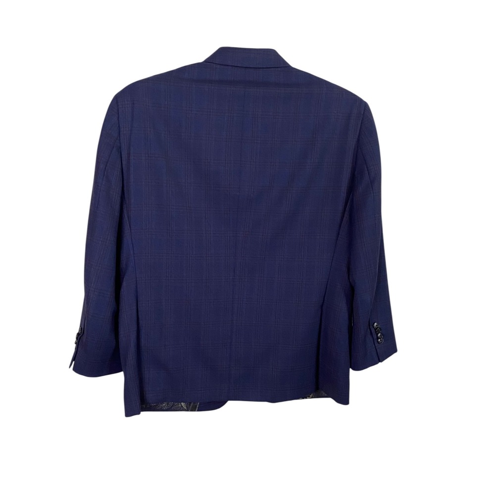 Joseph Abboud Mens 42S Wool Sport Coat Navy Blue Glen Plaid Blazer Sport Coat - Picture 2 of 5